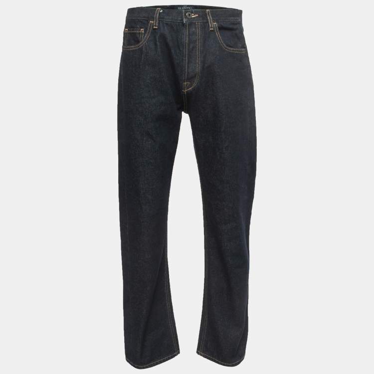 Pre Owned Valentino Dark Blue Denim Jeans M Waist 33"
