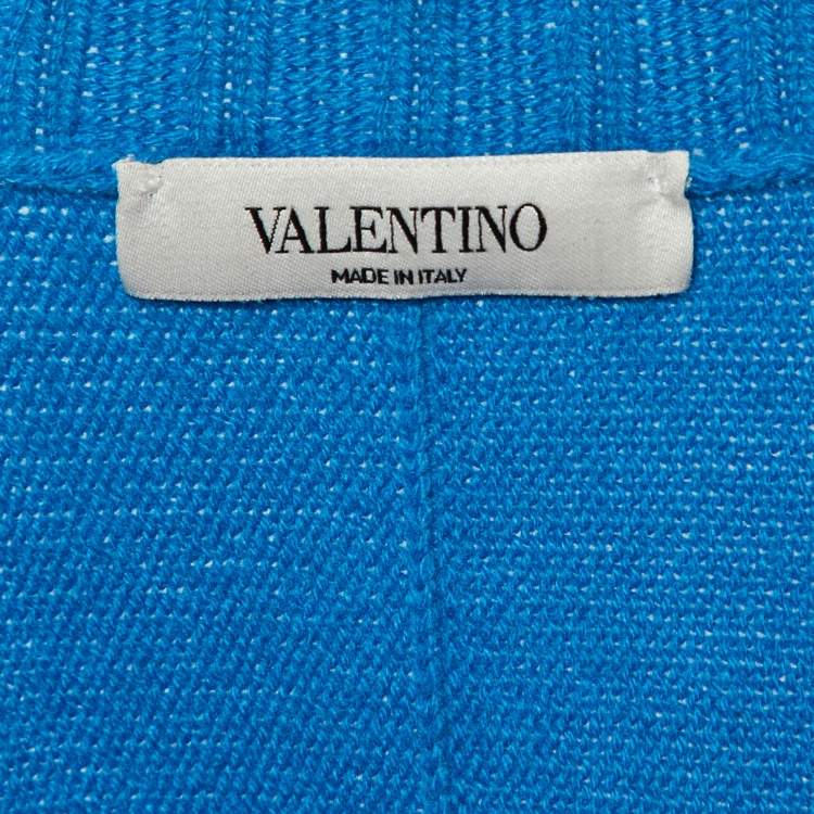 Pre Owned Valentino Blue Cashmere Knit Roundneck Sweater L