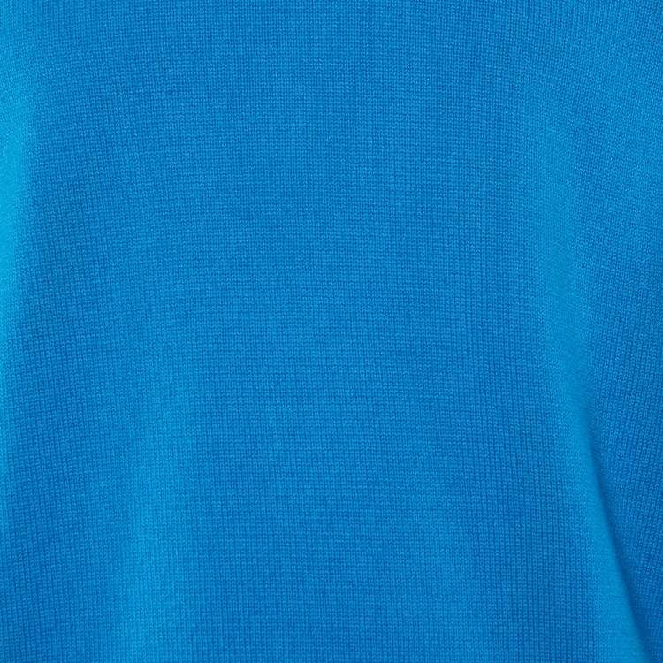 Pre Owned Valentino Blue Cashmere Knit Roundneck Sweater L