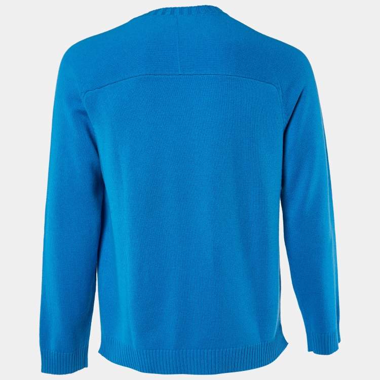Pre Owned Valentino Blue Cashmere Knit Roundneck Sweater L