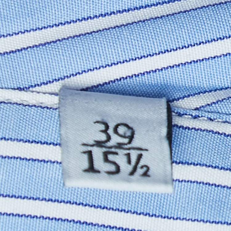 Pre Owned Valentino Blue Striped Logo Printed Cotton Long Sleeve Shirt M