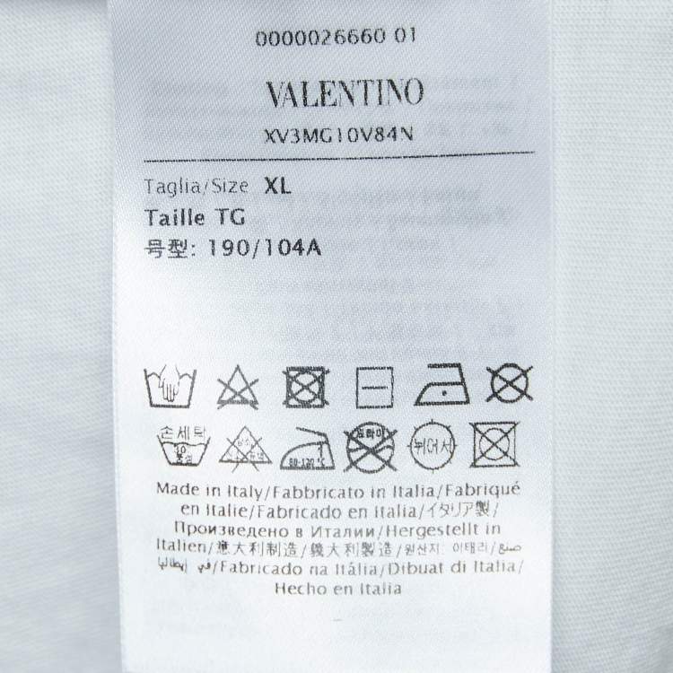 Pre Owned Valentino White/Metallic Cotton Logo-Embossed T-Shirt XL