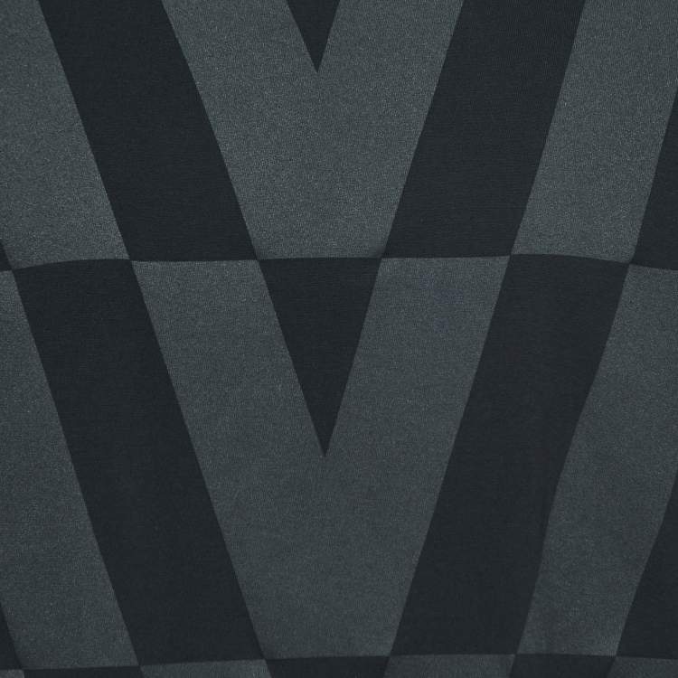 Pre Owned Valentino Black Macro Optic-V Printed Cotton T-Shirt L
