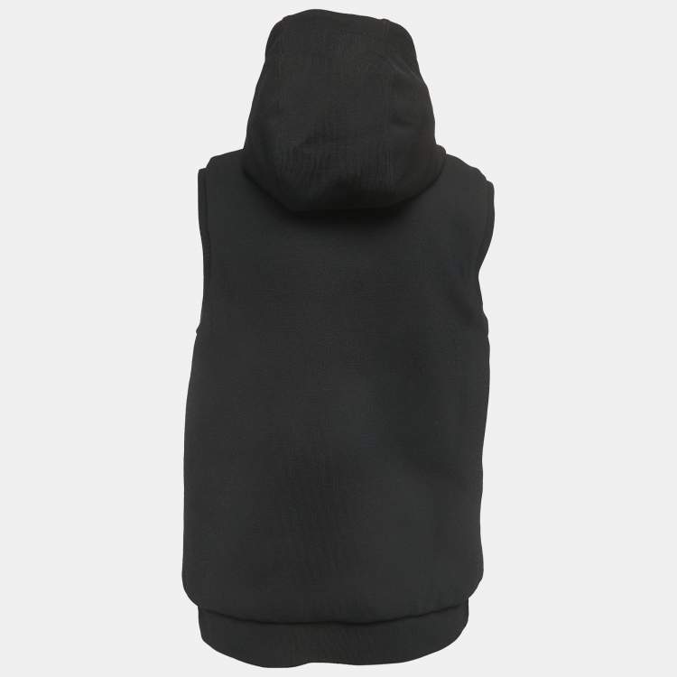Pre Owned Valentino Black Knit VLTN Rubber Logo Hooded Gilet M