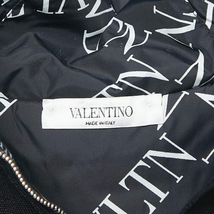 Pre Owned Valentino Black Knit VLTN Rubber Logo Hooded Gilet M