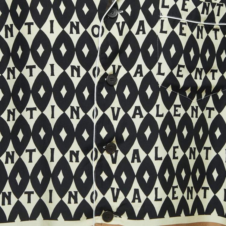 Pre Owned Valentino Multicolor Foulard Print Silk Button Front Bowling Shirt L