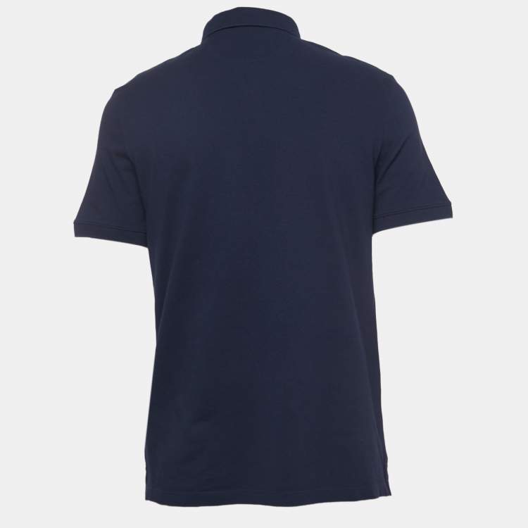 Valentino Navy Blue Cotton Pique Logo Embroidered Polo T