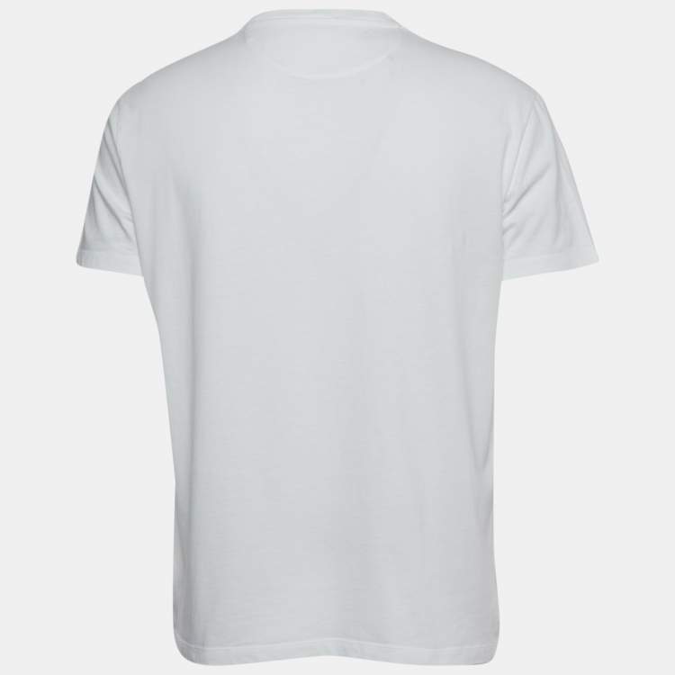 Pre Owned Valentino White Logo Print Cotton T-Shirt L