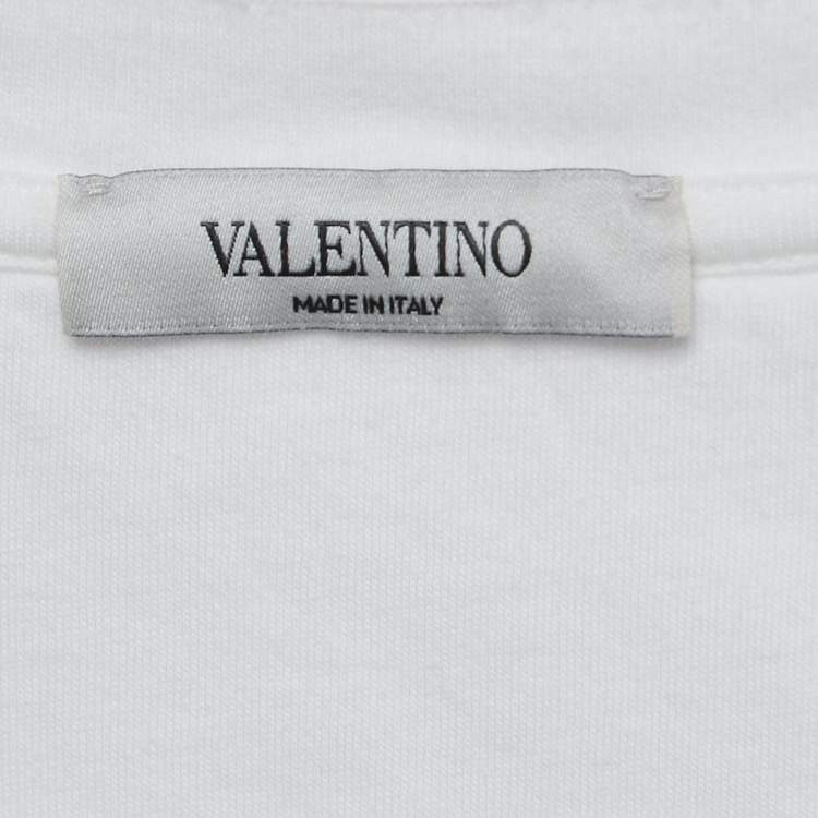 Pre Owned Valentino White Logo Print Cotton T-Shirt L