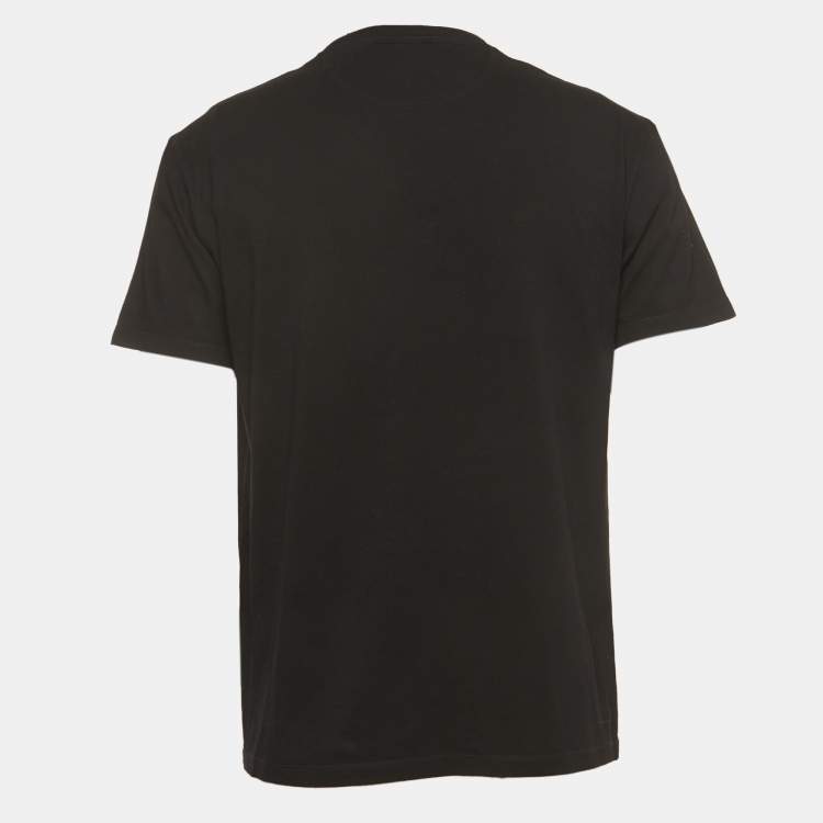 Pre Owned Valentino Black Logo Printed Cotton T-Shirt L