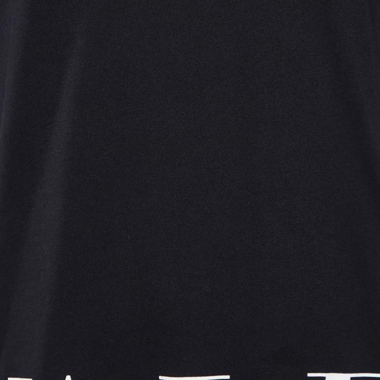 Pre Owned Valentino Black Logo Print Cotton Crew Neck T-Shirt L