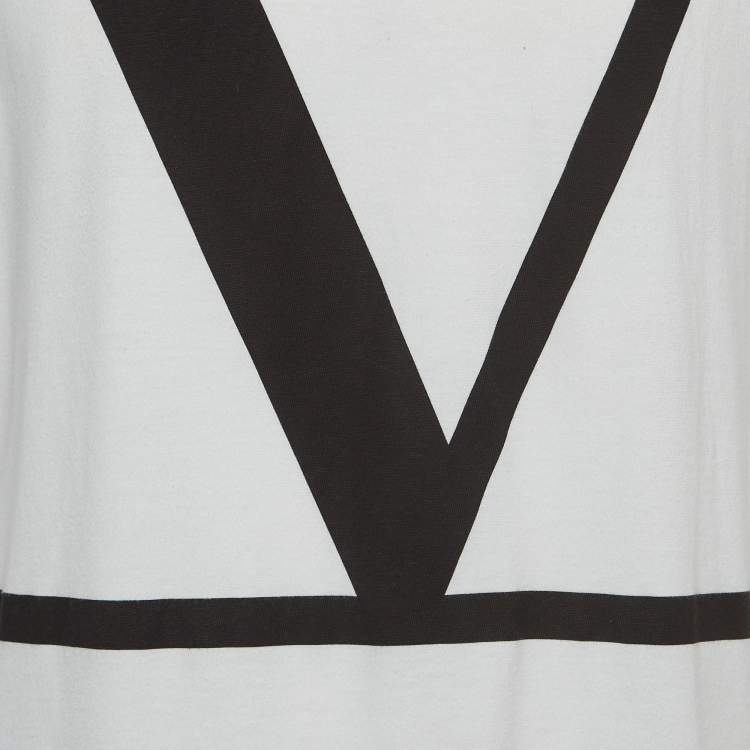 Pre Owned Valentino White V-Logo Print Cotton T-Shirt 2XL