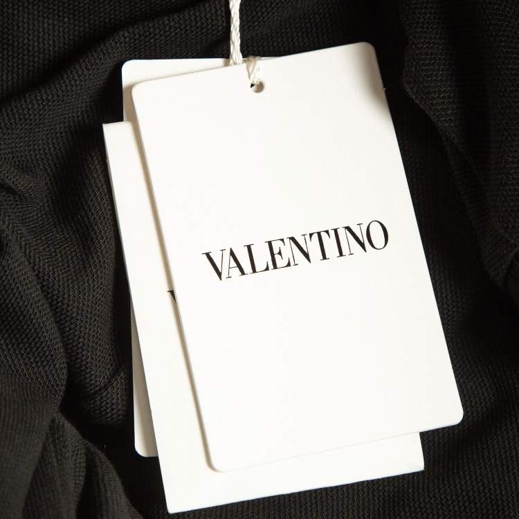 Pre Owned Valentino Black Logo Print Pique Cotton Polo T-Shirt XXL