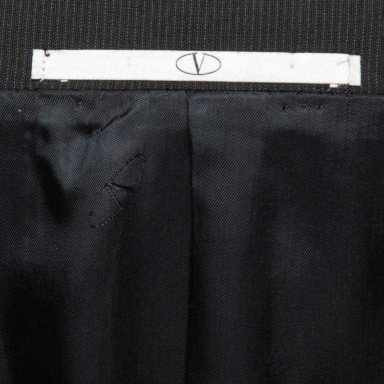 Pre Owned Valentino Black Striped Wool Single Breasted Blazer L