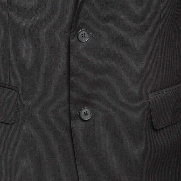 Pre Owned Valentino Black Striped Wool Single Breasted Blazer L