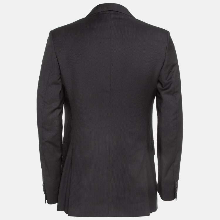 Pre Owned Valentino Black Striped Wool Single Breasted Blazer L