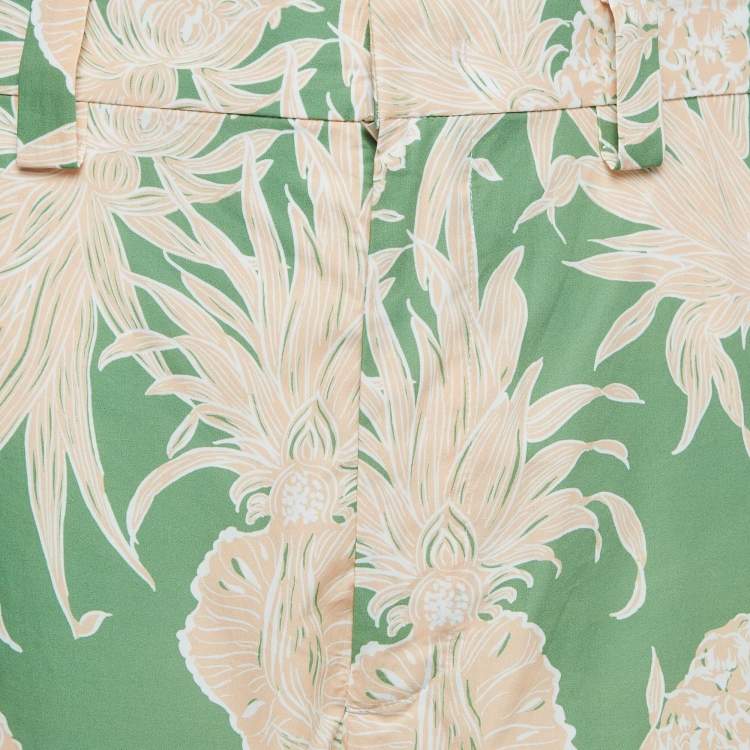 Pre Owned Valentino Green Pineapple Print Cotton Shorts S