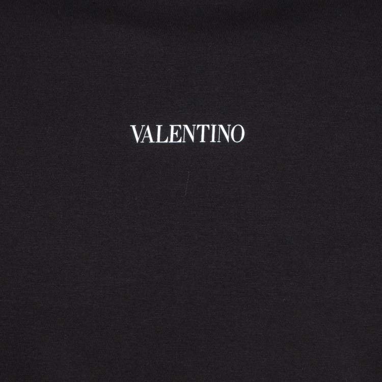 Pre Owned Valentino Black Printed Cotton Knit Crew Neck T-shirt S