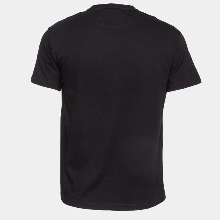 Pre Owned Valentino Black Printed Cotton Knit Crew Neck T-shirt S