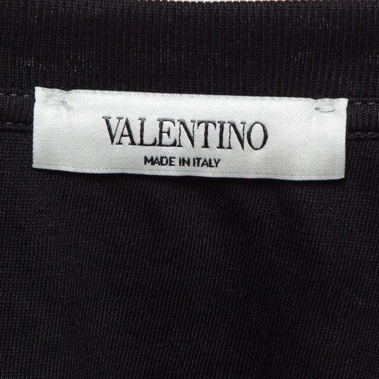 Pre Owned Valentino Black Printed Cotton Knit Crew Neck T-shirt S