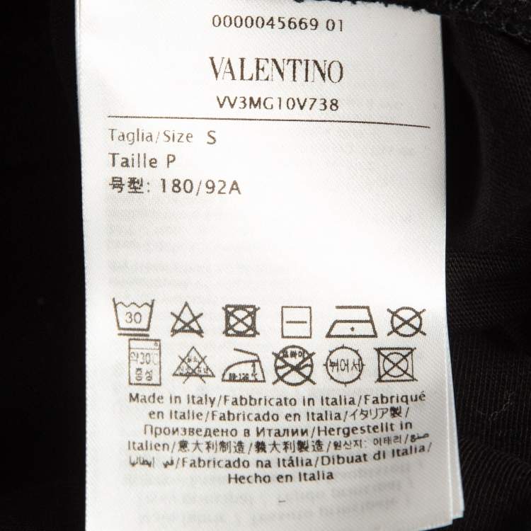 Pre Owned Valentino Black Printed Cotton Knit Crew Neck T-shirt S