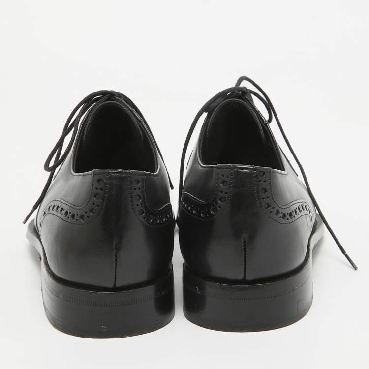 Pre Owned Valentino Black Brogue Leather Lace Up Derby Size 41