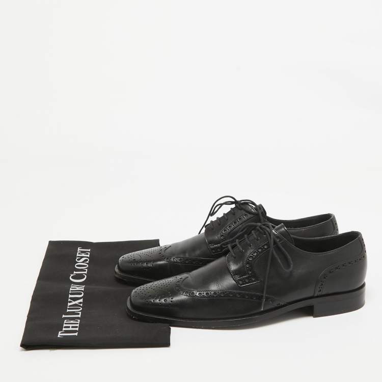 Pre Owned Valentino Black Brogue Leather Lace Up Derby Size 41