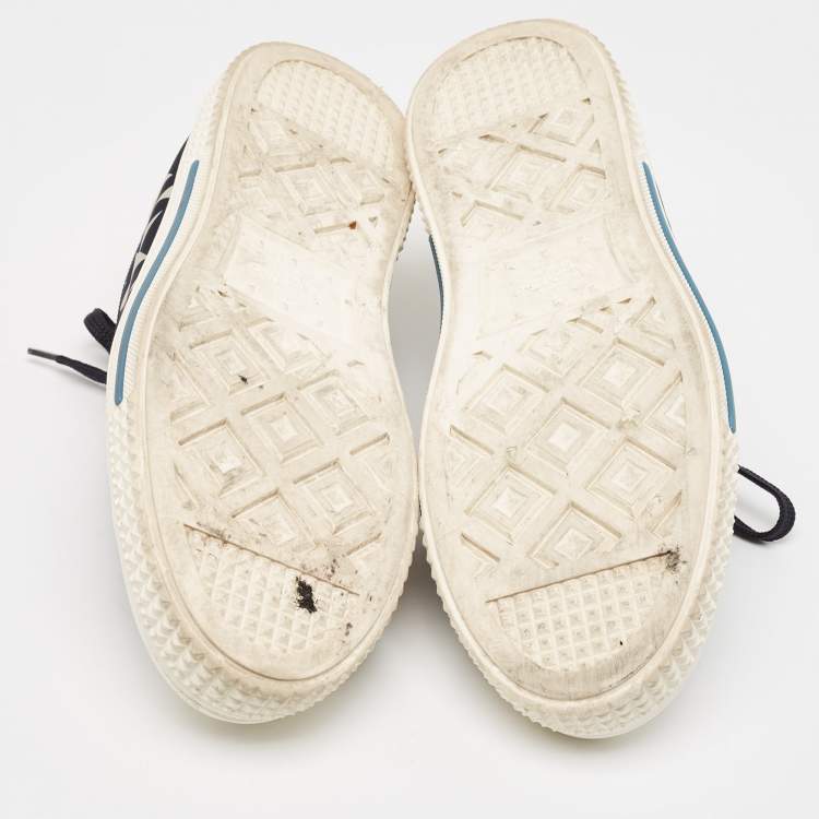 Pre Owned Valentino Multicolor Canvas and Leather Star Lace Up Sneakers Size 44