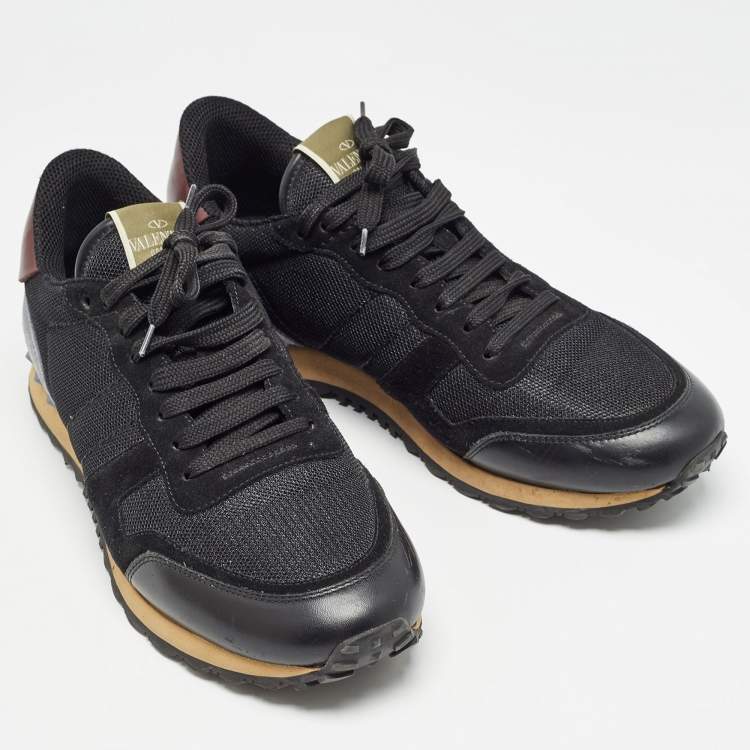 Pre Owned Valentino Multicolour Leather Suede and Mesh Rockrunner Low Top Sneakers Size 42.5