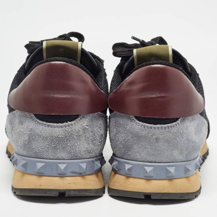 Pre Owned Valentino Multicolour Leather Suede and Mesh Rockrunner Low Top Sneakers Size 42.5