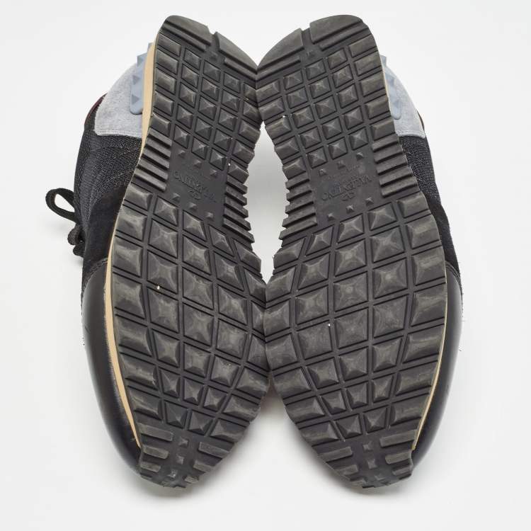 Pre Owned Valentino Multicolour Leather Suede and Mesh Rockrunner Low Top Sneakers Size 42.5