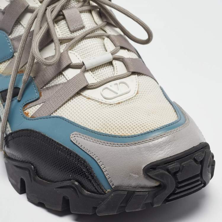 Pre Owned Valentino Tricolor Mesh and Leather Climbers Sneakers Size 43