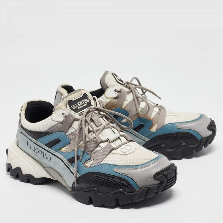 Pre Owned Valentino Tricolor Mesh and Leather Climbers Sneakers Size 43