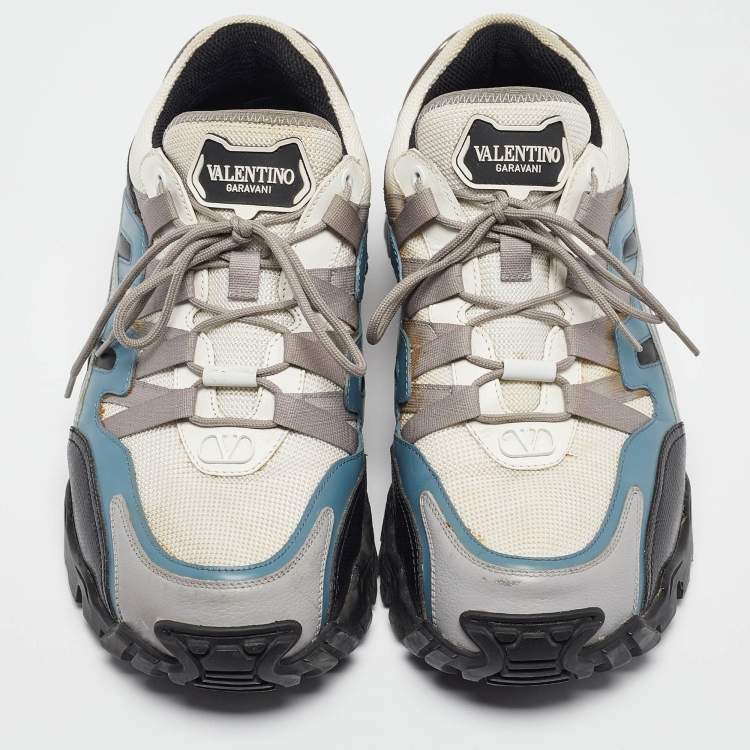 Pre Owned Valentino Tricolor Mesh and Leather Climbers Sneakers Size 43