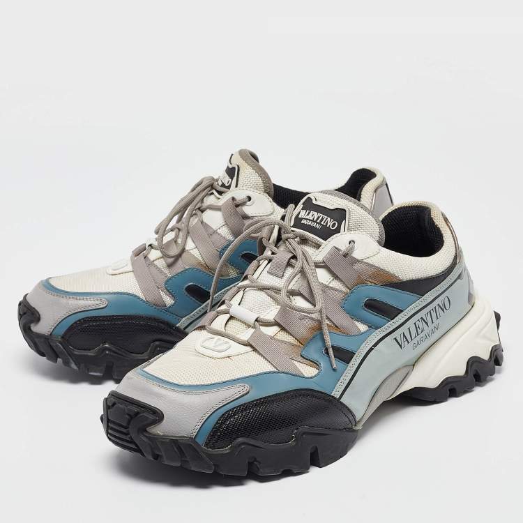 Pre Owned Valentino Tricolor Mesh and Leather Climbers Sneakers Size 43