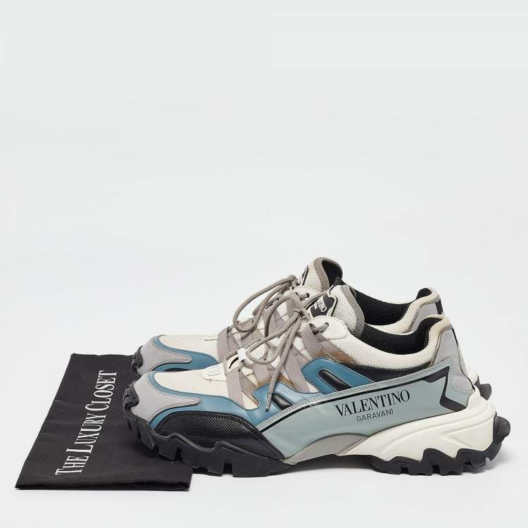 Pre Owned Valentino Tricolor Mesh and Leather Climbers Sneakers Size 43