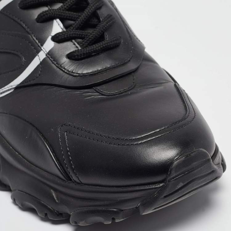 Pre Owned Valentino Black Leather V Logo Dreamers Sneakers Size 43