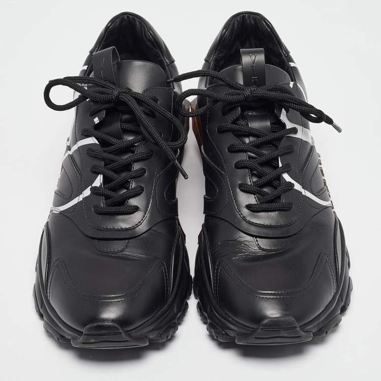 Pre Owned Valentino Black Leather V Logo Dreamers Sneakers Size 43