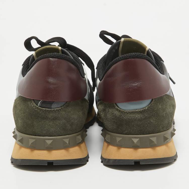 Pre Owned Valentino Multicolor Canvas and Leather Rockrunner Low Top Sneakers Size 44