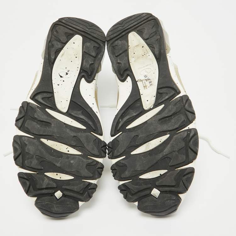 Pre Owned Valentino White/Black Paint Splatter Leather Bounce Sneakers Size 44