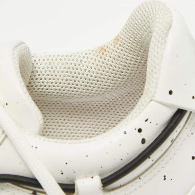 Pre Owned Valentino White/Black Paint Splatter Leather Bounce Sneakers Size 44