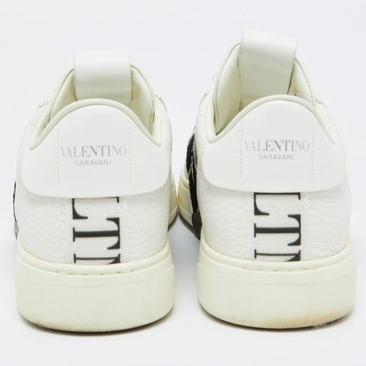 Pre Owned Valentino White/Black Leather VLTN Sneakers Size 44