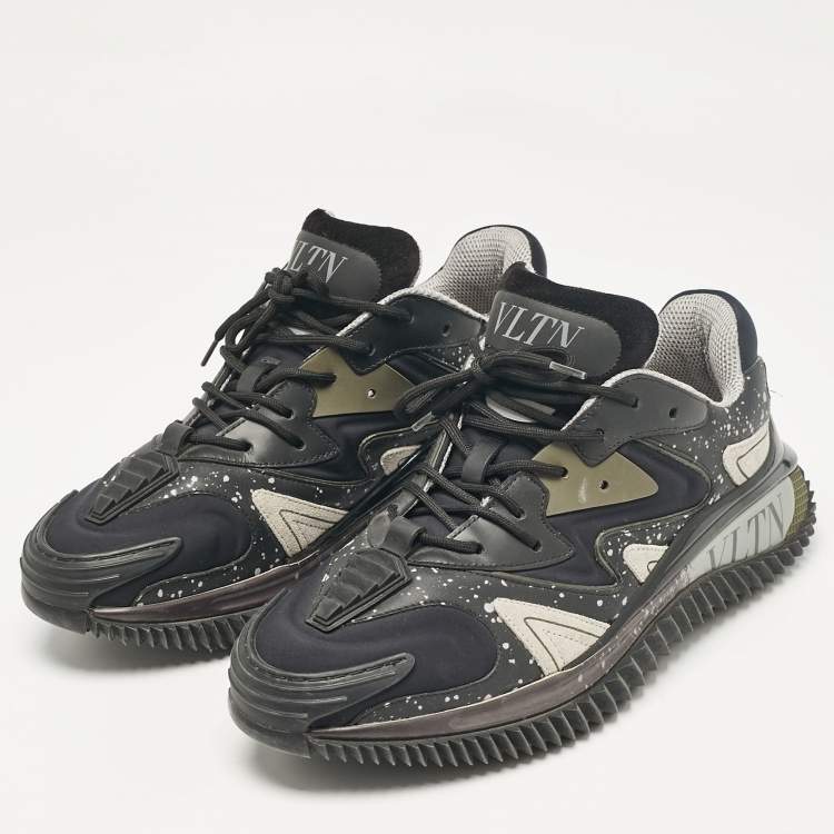 Pre Owned Valentino Multicolor Leather and Neoprene Wade Runner Lace Up Sneakers Size 39