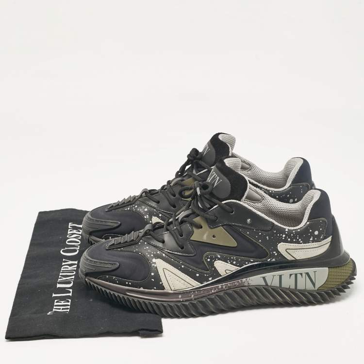 Pre Owned Valentino Multicolor Leather and Neoprene Wade Runner Lace Up Sneakers Size 39