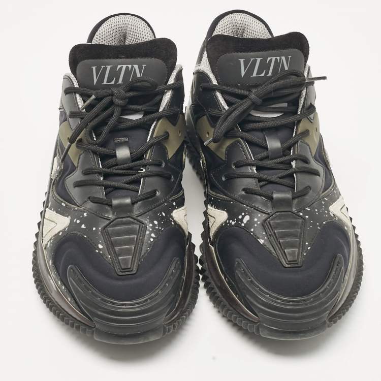 Pre Owned Valentino Multicolor Leather and Neoprene Wade Runner Lace Up Sneakers Size 39
