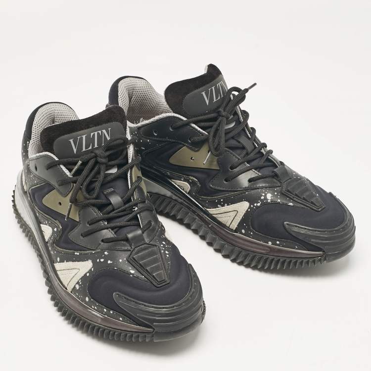 Pre Owned Valentino Multicolor Leather and Neoprene Wade Runner Lace Up Sneakers Size 39