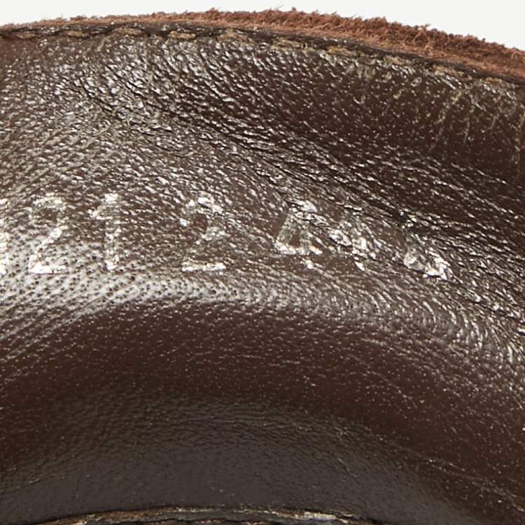 Pre Owned Valentino Brown Suede Escape V logo Loafers Size 44.5