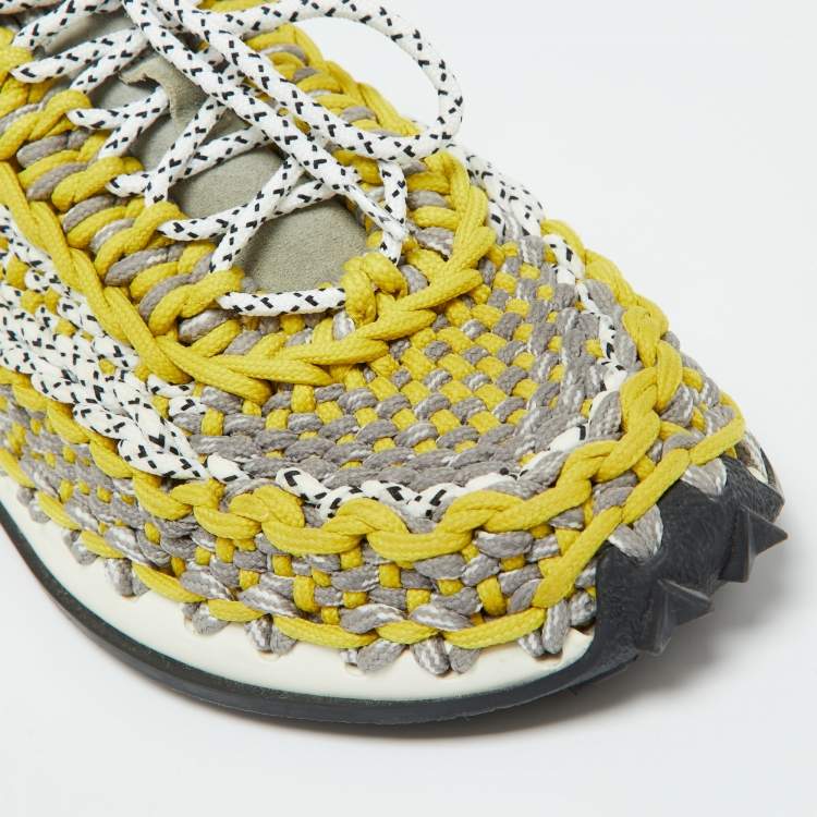 Pre Owned Valentino Tricolor Woven Fabric Crochet Low-Top Sneakers Size 43