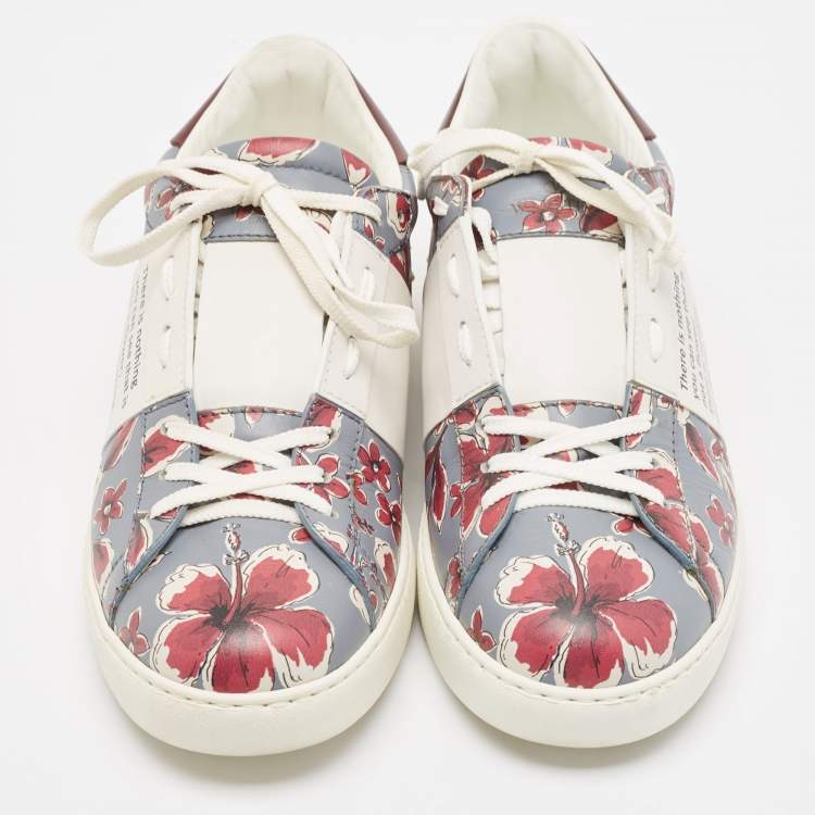 Pre Owned Valentino Multicolor Leather Lace Up Sneakers Size 43