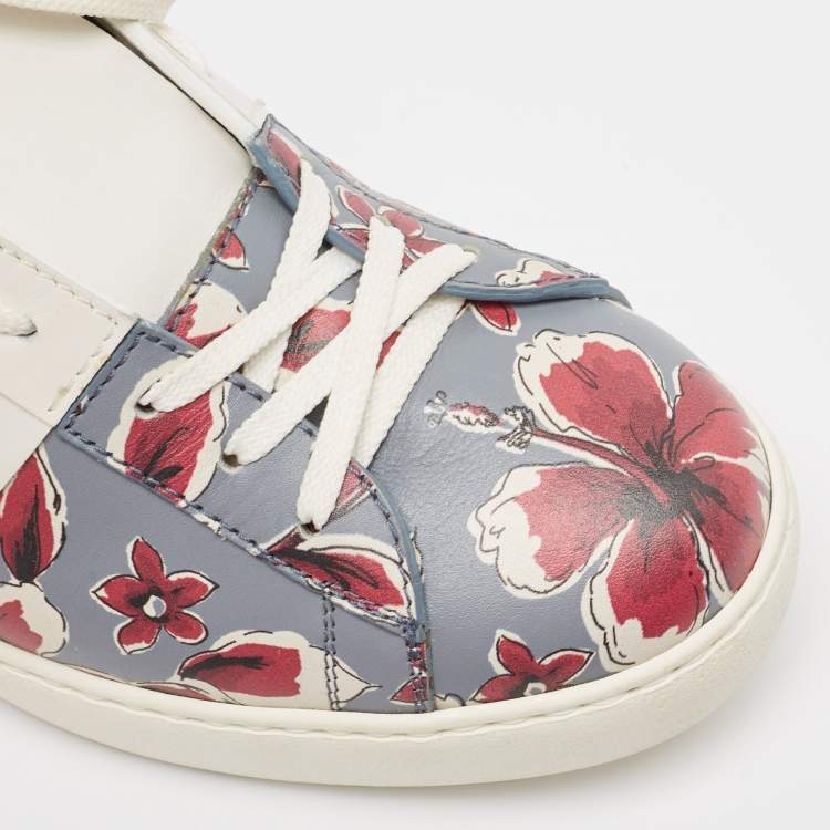 Pre Owned Valentino Multicolor Leather Lace Up Sneakers Size 43